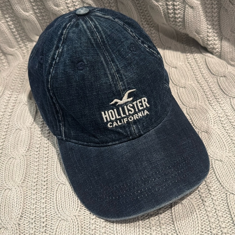 Women's Hollister California Blue Denim Baseball Cap Hat adjustable nwot
